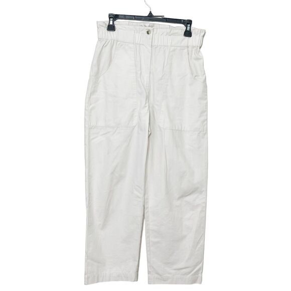 BA&SH Stone High-Rise Paperbag Pants Women’s Small Ecru Cropped Cotton - Picture 1 of 13